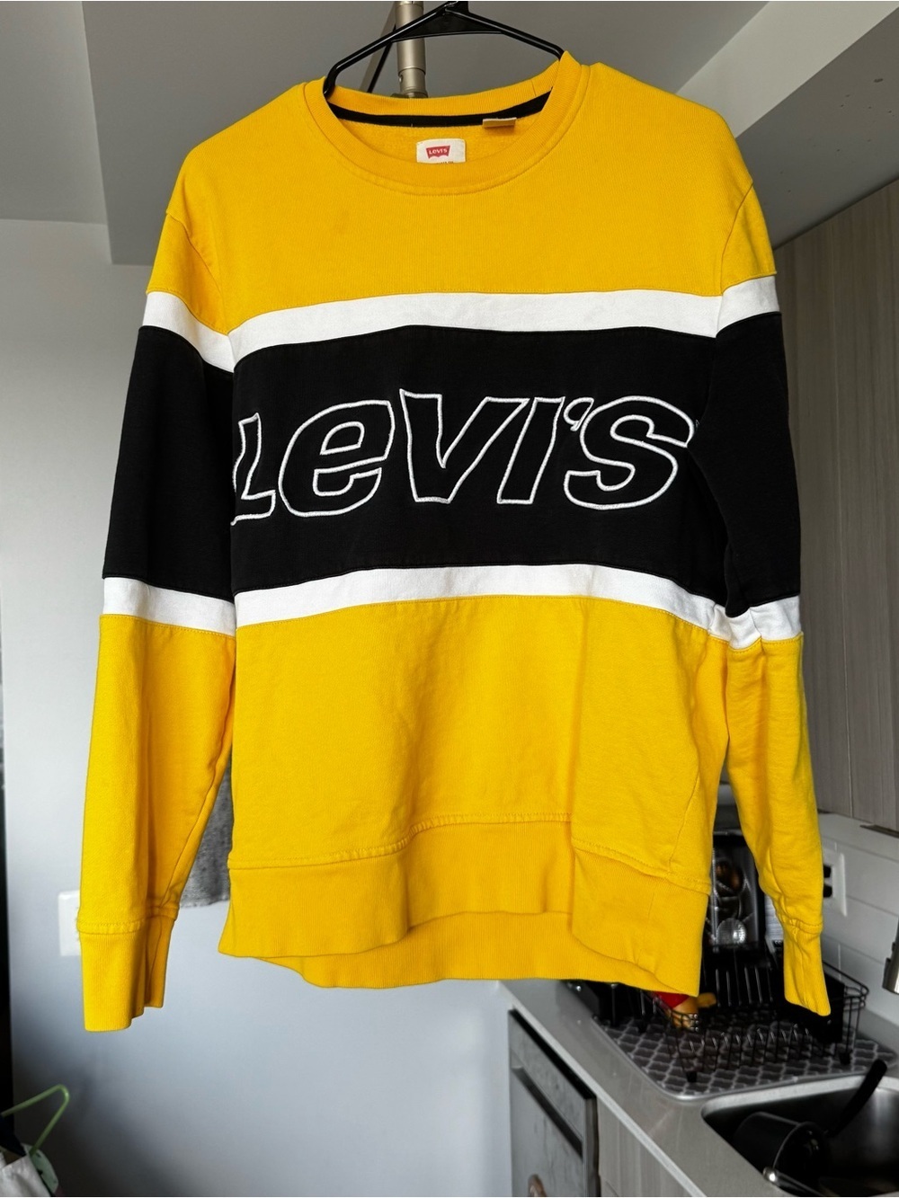 Levi’s HEAVYWEIGHT 100% Cotton Spellout Colorblock Crewneck - Racing Vibe - Picture 3 of 9